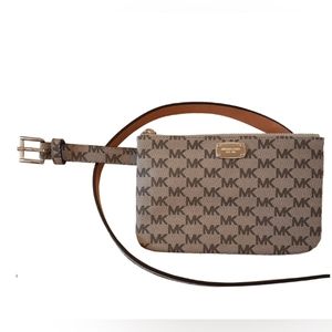 Michael Kors Waist Adjustable Belt Pouch Fanny Pack MK Logo Leather